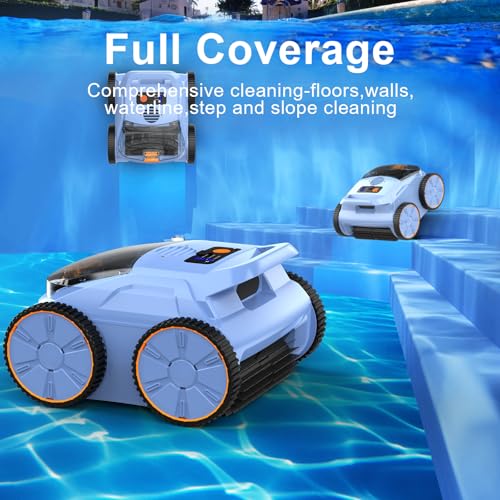 Robotic Pool Vacuum, Pool Cleaner for Inground Pools, Smart Navigation, Floor/Wall/Waterline Cleaning, 150 Mins Runtime for Pool Up to 2000 Sq.ft by Zyerch - Image 3