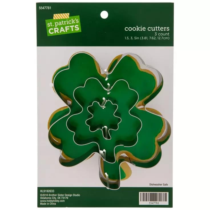 St. Patrick's CraftsMetal Day Four Leaf Clover Shamrock Shaped Cookie Cutters - 3 Sizes