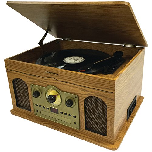 Studebaker SB6080 5 in 1 Music System - Turntable, AM/FM Radio, CD, Cassette, Aux in with PVC wrap...
