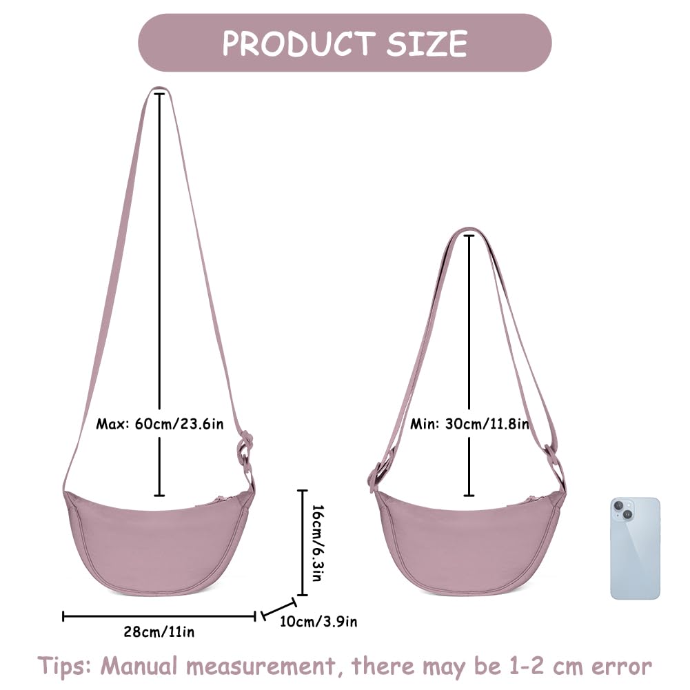 Aucuu Borsa a Tracolla in Nylon, Borsa a Tracolla a Mezzaluna da Donna, Borsa a Spalla con Tracolla Regolabile, Messenger Crossbody Bag per Shopping Viaggio