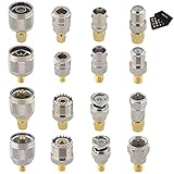 4 conectores SMA a UHF: SMA macho a UHF macho + SMA macho a UHF hembra + SMA hembra a UHF macho + SMA hembra a UHF macho + SMA hembra a UHF.