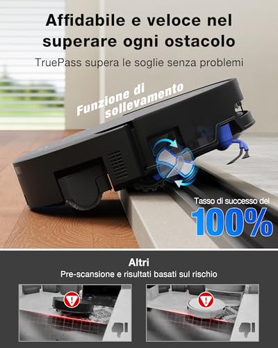 ECOVACS DEEBOT T90 PRO OMNI Robot aspirapolvere lavapavimenti, 30.000 Pa, ricarica PowerBoost, OZMO ROLLER 3.0 con TruEdge 3.0, erogazione automatica della soluzione detergente, AGENTE YIKO AI, nero