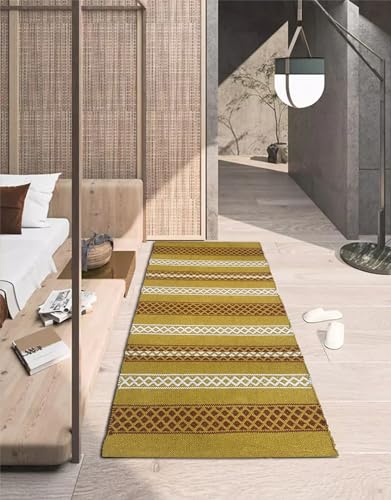 Image of 2x5 ft Cotton Runner Rug - Breathable Flatweave Carpet for Entryway, Balcony & Studio Styling