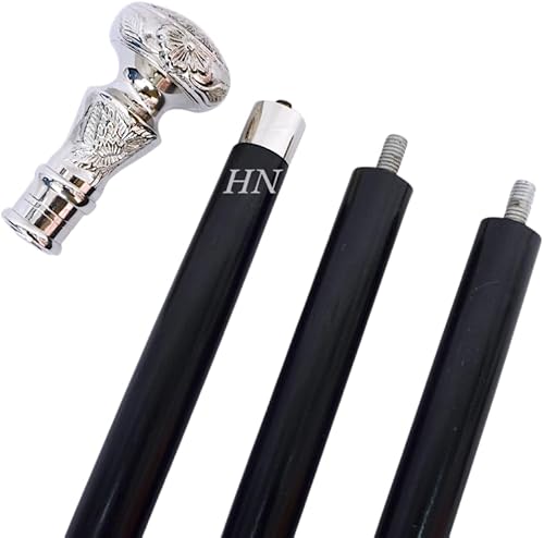 Miniatura 9 de Bastón vintage – Bastón de madera con mango de latón plateado – Bastón victoriano de lujo para hombres y mujeres – Palo de madera de sombra oscura