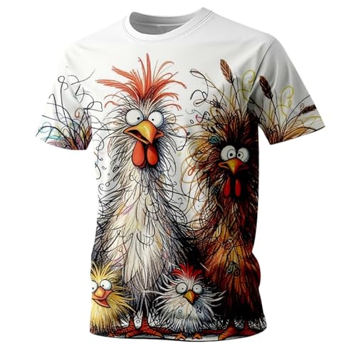 Image of Men's T-Shirt - And A Unusual Short-Sleeved T-Shirt with Animal Pattern for Casual Everyday Use, White, 3XL