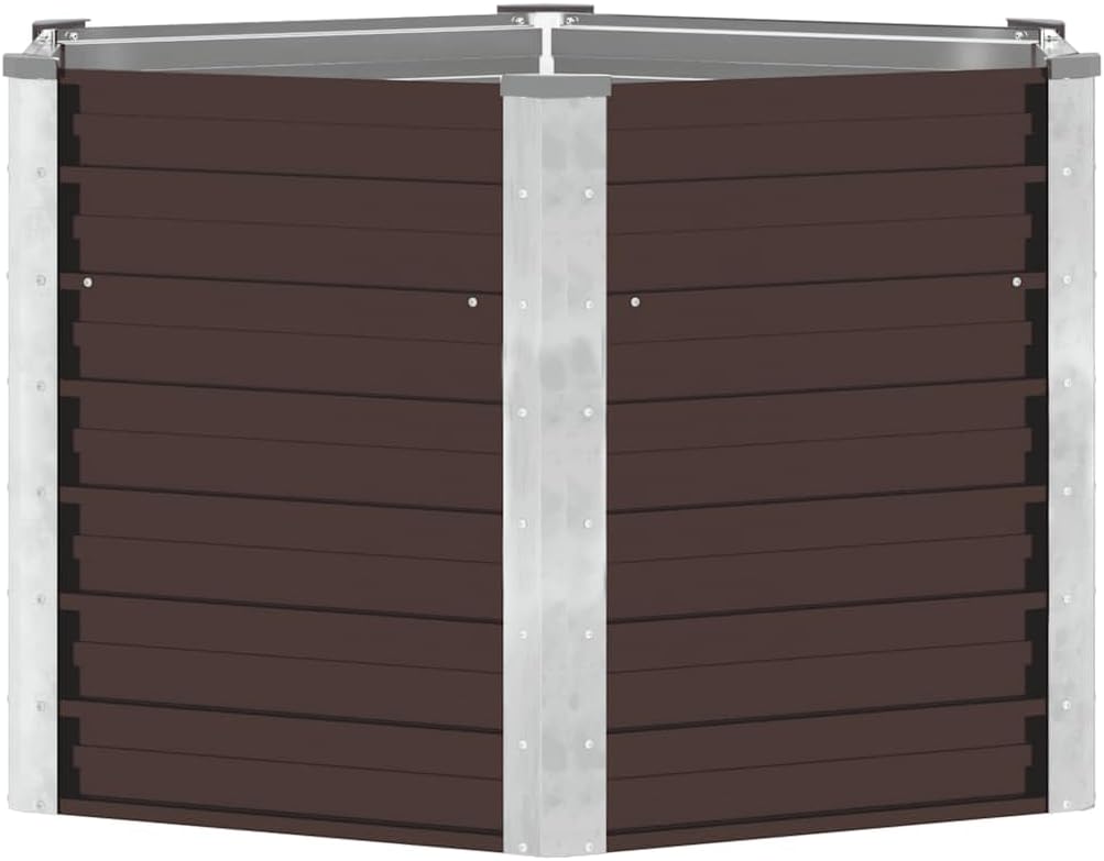 vidaXL - Heavy-Duty Galvanized Steel Garden Raised Bed in Brown - 50.8"x50.8"x30.3", Spacious and Weather-Resistant, Ideal for Plants, Vegetables, Herbs and Flowers