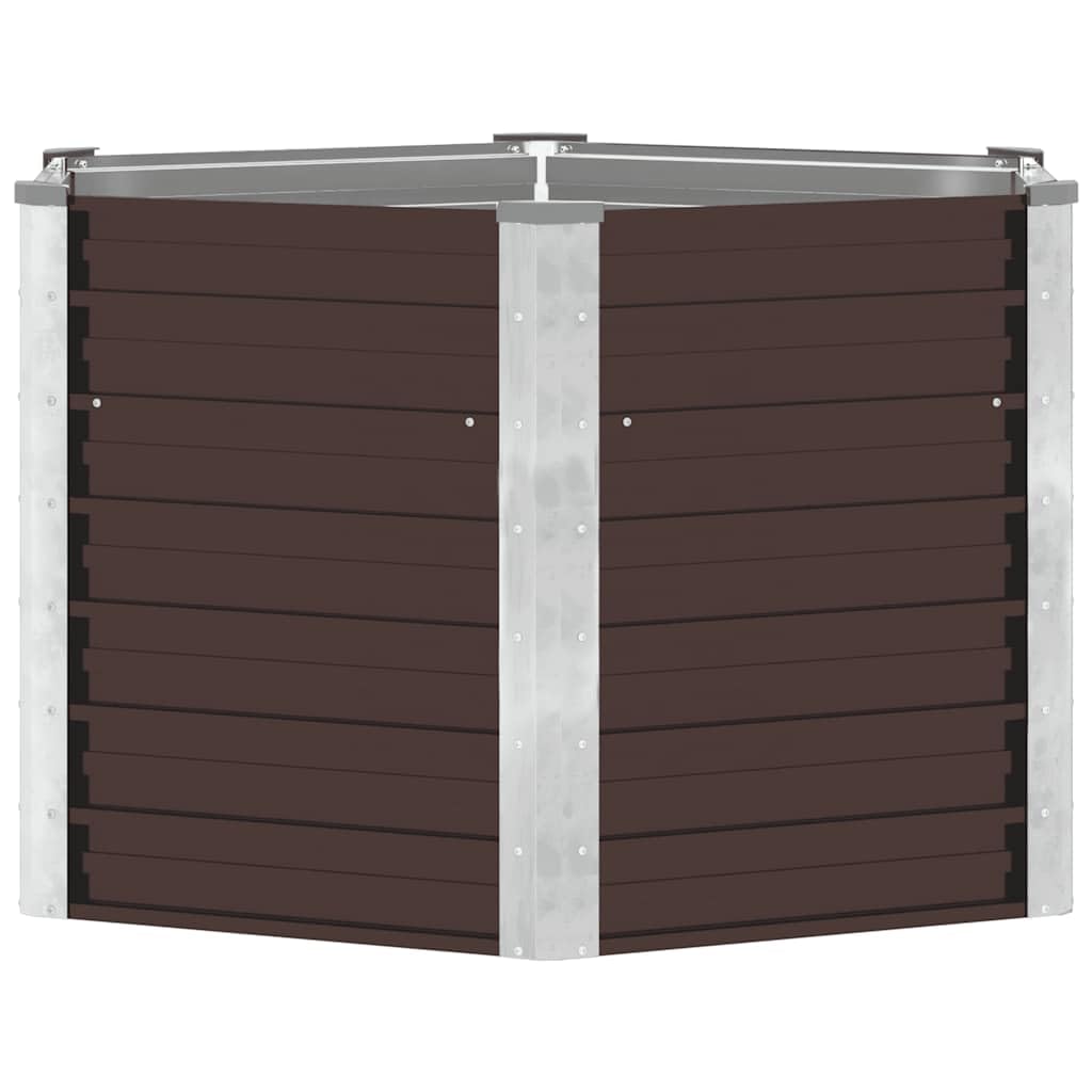 vidaXL Arriate de Acero Galvanizado Marrón Macetas Tiestos Casa Decoración Flores Floristería Jarrones Plantas Hierbas Jardinería 129x129x77 cm