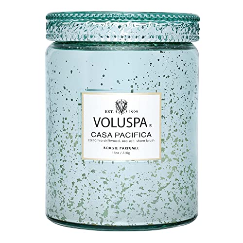 Voluspa Casa Pacifica, Large Candle Jar, 18 oz, 100 Hour Burn Time, Coconut Wax for Clean Burning, Handcrafted in The USA