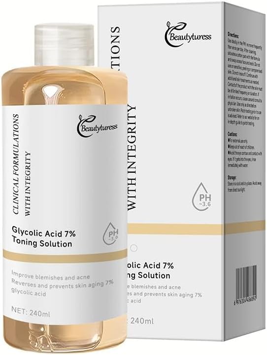 Glycolic Acid 7% Facial Treatment Toner - with Soothing Botanicals,Helps Improve Skin Texture,Refines Pores,for All Skin Types 240ml