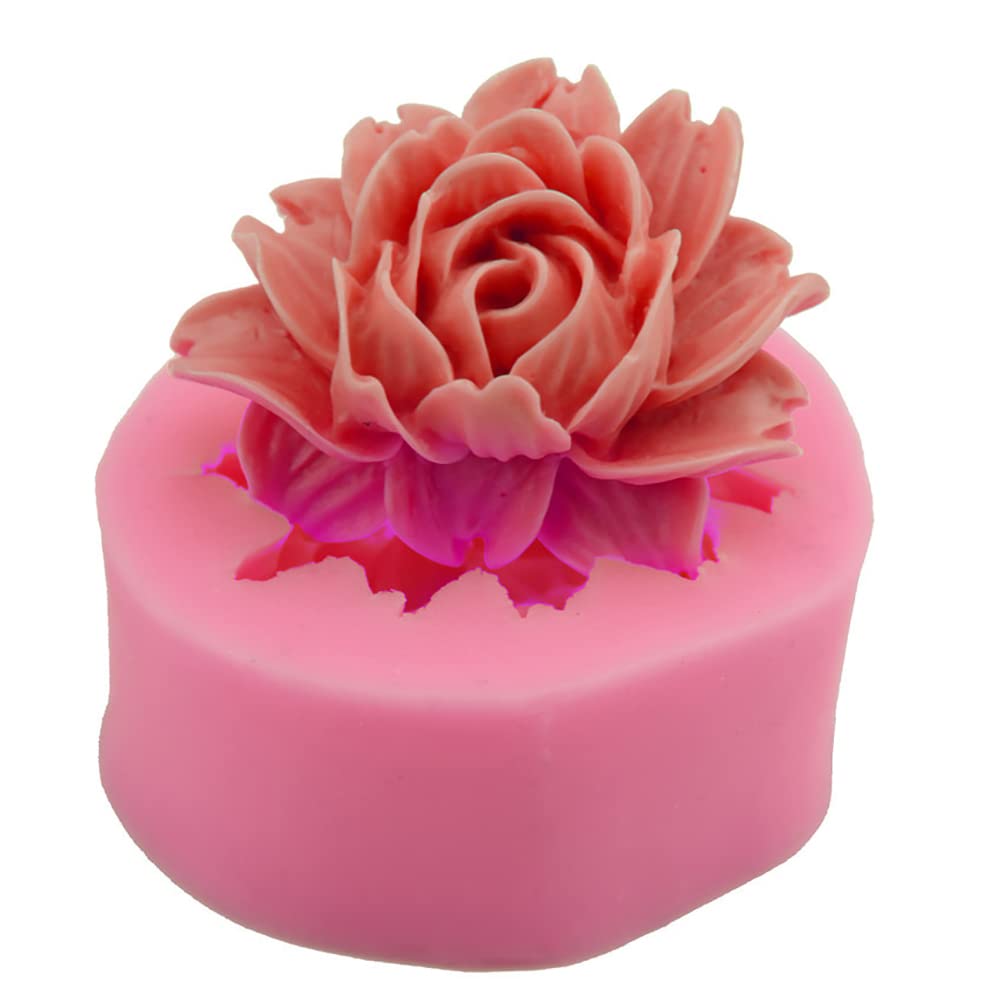 3D Rose Peony Flower Silicone Mould Fondant Cake Mould Decoration Scented Candle Soap Plaster Mould Silicone Flower Cake Moulds Chocolate Mould DIY Baking Craft for Cake Sweets Jelly Cake Decoration