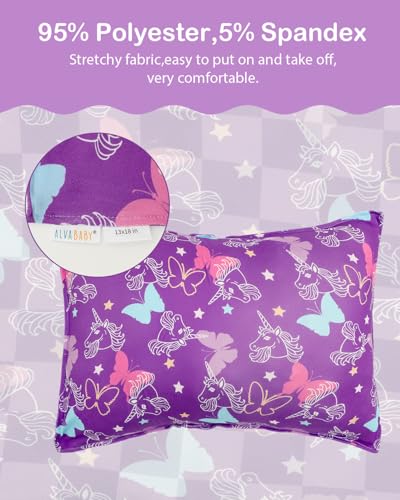 Image of ALVABABY Toddler Pillowcases 2 Pack Organic Cotton Fit 13 inchx 18 inch or 12 inchx16 inch Kids Pillow Cover Envelope for Girl Boy