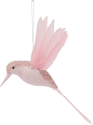 Decoración de Navidad, adornos falsos de colibrí, adornos de Navidad colgantes de cristal con purpurina artificial, decoración de colibrí volador