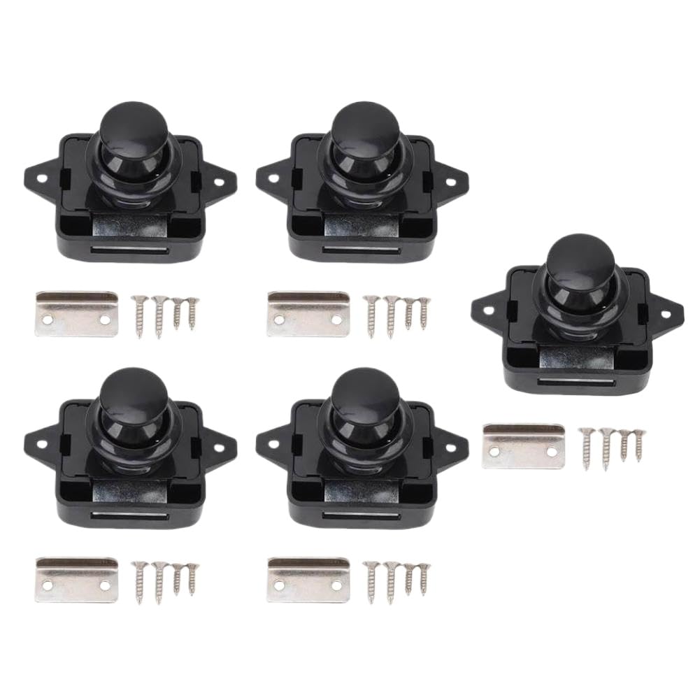 Cabinet Door Push Button Latch Zinc Exquisite Cupboard Door Knob Latch Lock Compatible with RV Motorhome Camper Caravan Home Yachts(A)