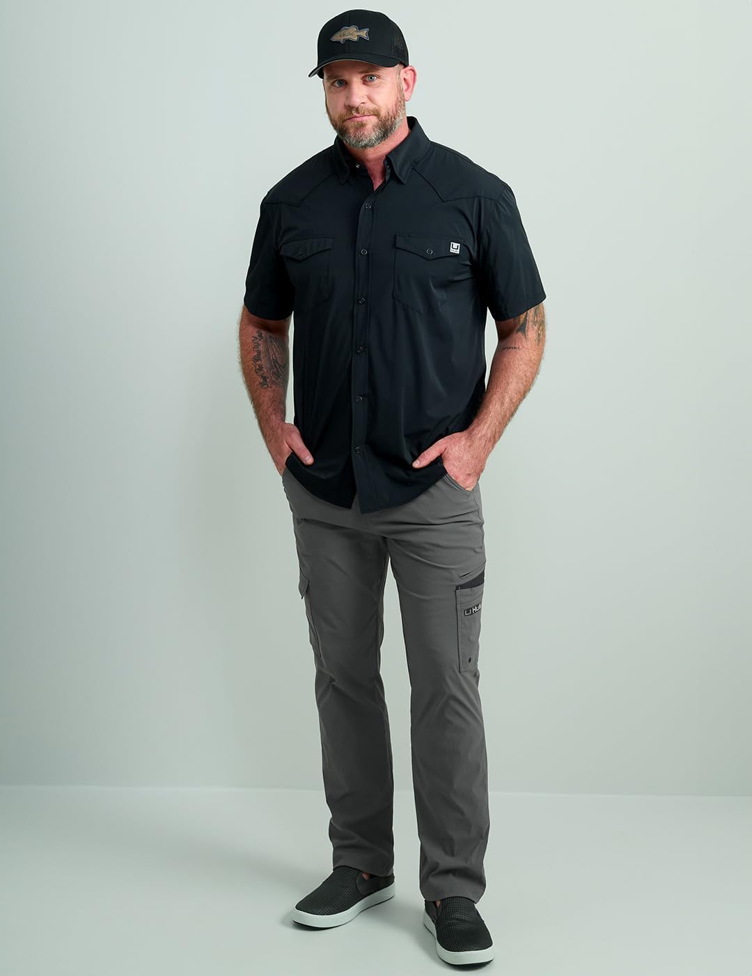 HUK Mens Diamond Back Solid Short Sleeve Button, Fishing Shirt for Men - Image 5