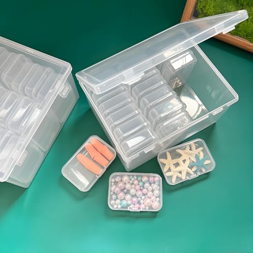 Image of 38 Pcs Clear Plastic Storage Box Set with Lids - Multi-Size Rectangular Organizer Containers for Beads, Hardware, Screws, Jewelry and Office Supplies - Stackable Case for Craft & Workshop Organization