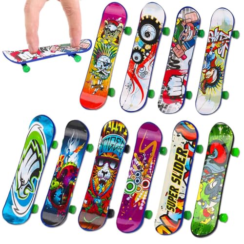 NHPY Monopatín para niño, Finger Mini Skateboard, Skate para Dedos Juguete de Deck Truck Finger Board Skate Park Boy Niños Regalo para Niños, Bomboneras Juguetes Fiesta, Modelo Casual, 10 Piezas