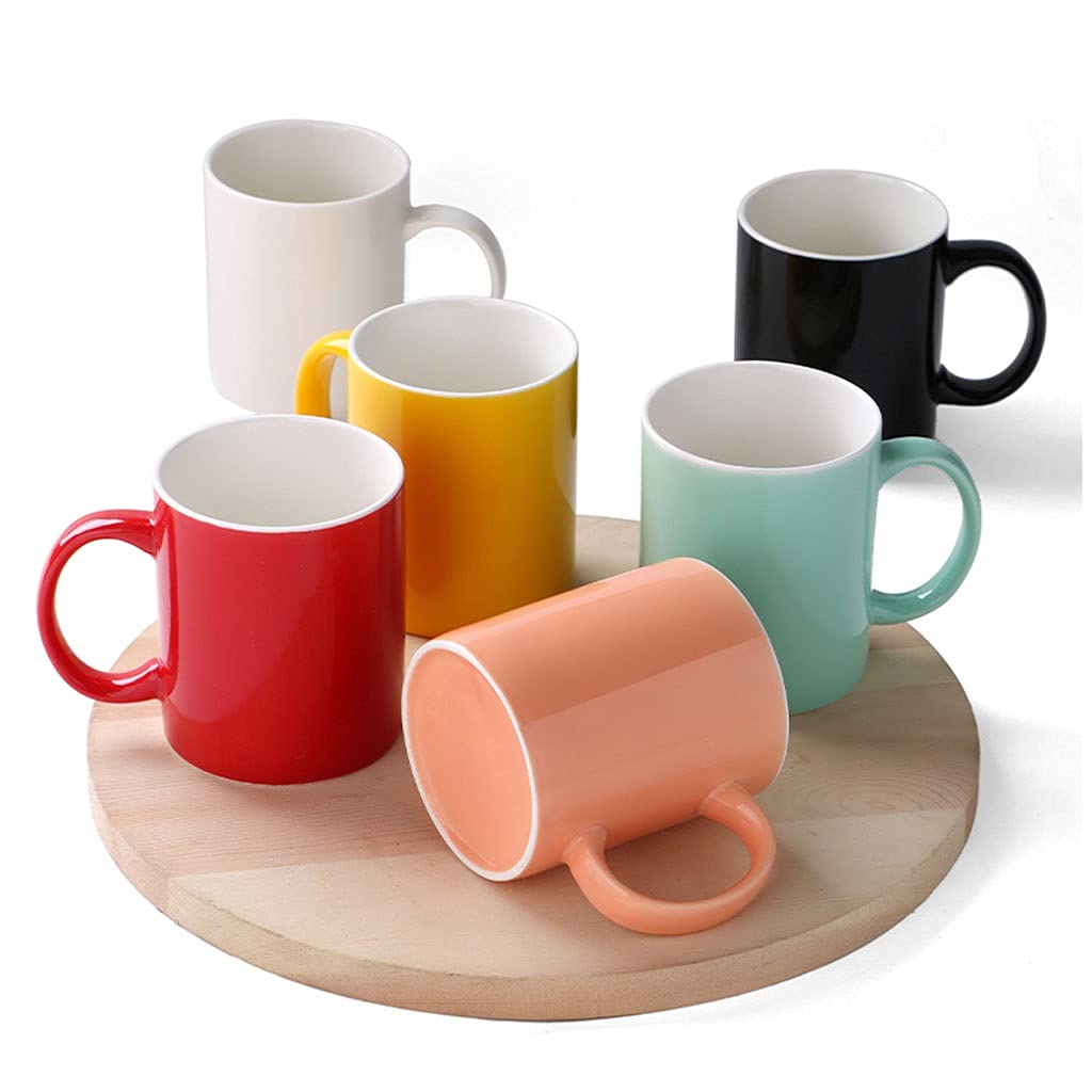 Generic Tazas de Café de Cerámica de Color, Juegos de Cerámica de Fondo Plano, Tazas de Café Multicolor Brillantes/Verde + Amarillo/330 Ml