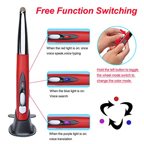 Wireless Voice Input Optical Pocket Pen Mouse, Lychee 2.4GHZ USB Wireless Optical Pen Mouse DPI 1200 Handwriting Mini Mice for PC Laptop Notebook Computer (6th Version (Red))
