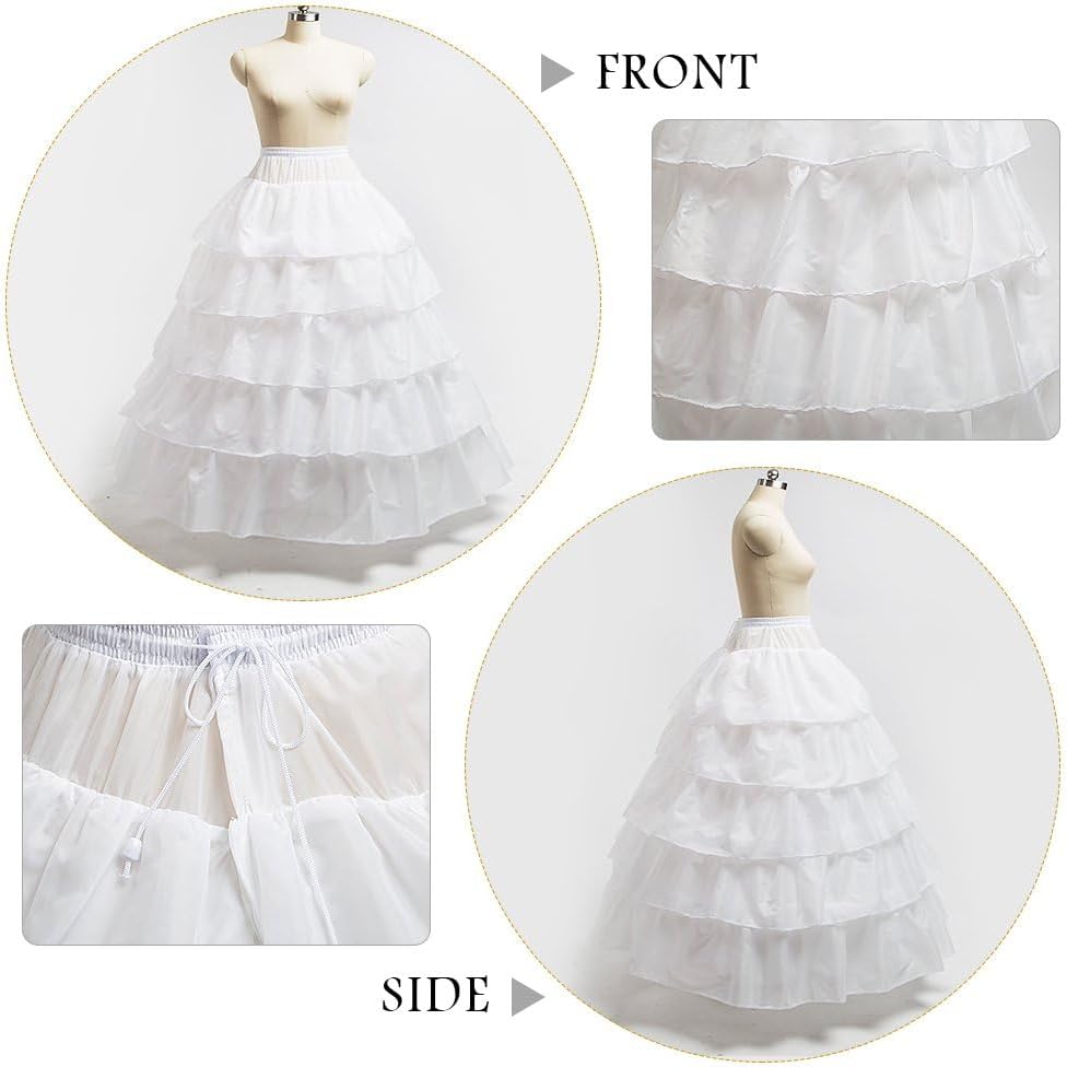 Womens Hoop Ball Petticoat Slip Crinoline Under Half Slips Skirt Gown, 4 Hoop Skirt