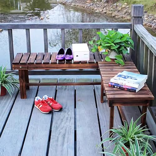 Banc d'extérieur en bois compact 90 cm pour petit balcon et jardin