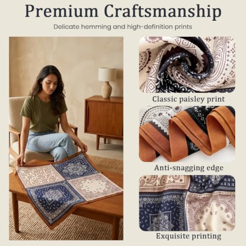Image of SANNIDHI Silk Like Head Scarf for Women Stylish Vintage Hair Scarf Floral Print Square Bandana Gift