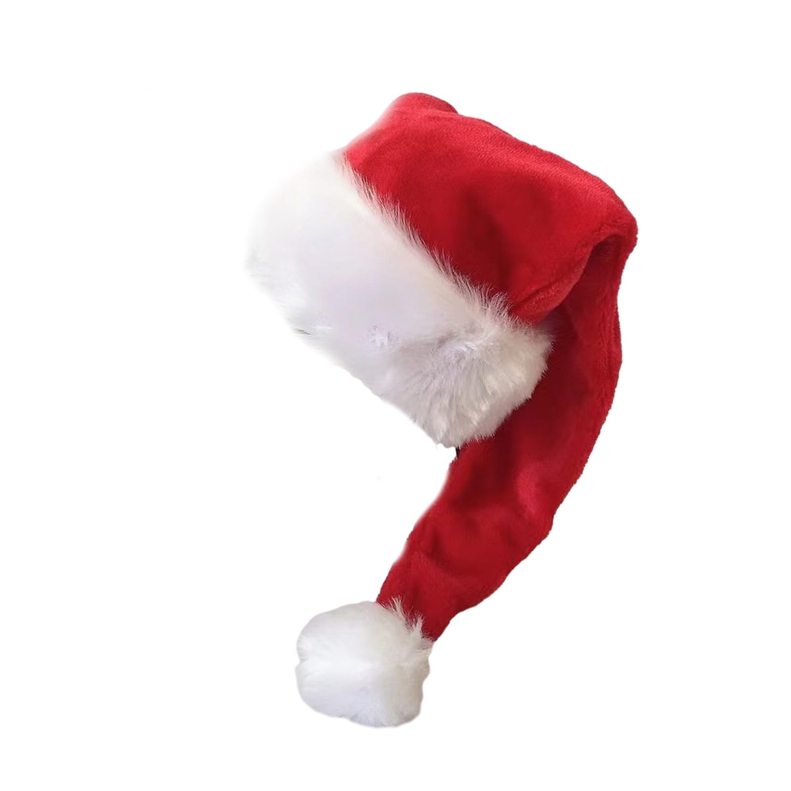 Buxuaaaa Santa Hat Thicken Plush for Holiday Comfort Liner Christmas New Year Symbol Cap with White Brim Adult Santa Hat