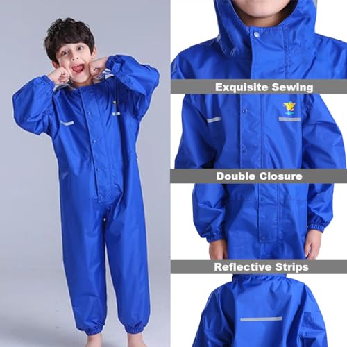 Kids Rain Suit for Boys Girls One Piece Coverall Rain Jacket Kids Puddle Suit3