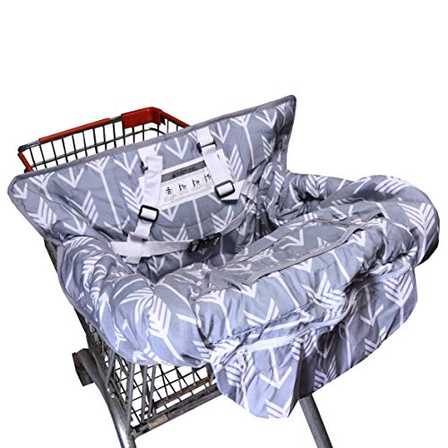Shopping Cart Cover For Baby Cotton High Chair Cover Full Safety Harness, Machine Washable And Waterproof For Infant, Toddler, Boy Or Girl Large (Grey) #TOP2