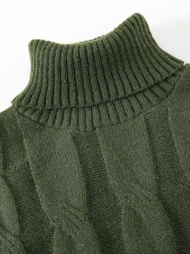 Men's Cable Knit Turtleneck Sweater, 100% Acrylic Winter Warm Slim Fit Pullover Jumper with Stretch3