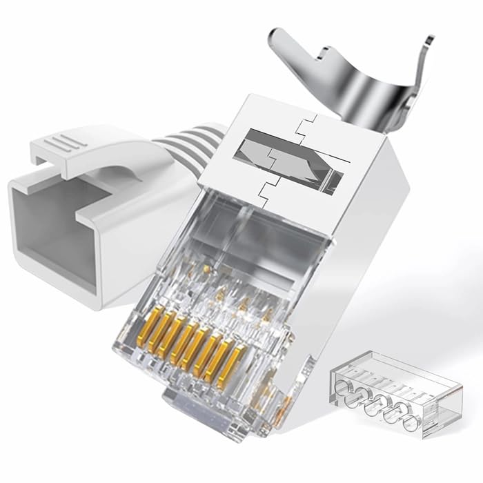 Seth Enterprises Cat7 Cat6A RJ45 Pass through Connectors Shielded With Load Bar For 23AWG Solid Thick Cable (25PCS FTP CAT7) (B0D3FC75XY) Amazon Price History, Amazon Price Tracker