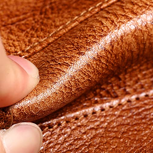 Unique Men's Brown Vintage Trifold Short Wallet, Freemasons AG Symbol Genuine Leather Wallets with RFID Blocking, Male Luxury Gift High Capacity Card Holder Purse,B,4.7'x3.7'x0.6'3