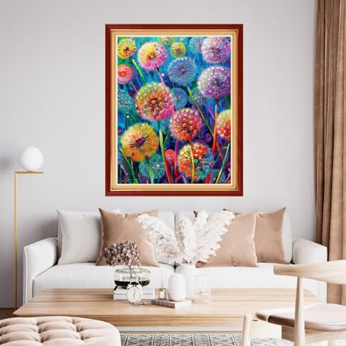 Image of Funchey Stamped Cross Stitch Kits, DIY Cross Stitch Pattern for Adults Beginners Needlepoint Kits Embroidery Kit Arts and Crafts 11CT&Colorful Dandelion 16x20 inch