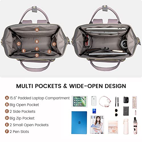 LOVEVOOK Laptop Backpack for Women Computer Backpack Purse 15.6 Inch Travel Work Nurse Teacher Bag Large Capacity Computer Backpack with USB Port2