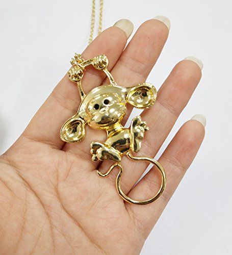 Image of Lovely Magnetic Reading Glasses Holder Clip Multi-Function Monkey Pin Brooch /Necklace (Rose Gold Brooch)