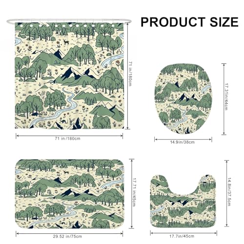 Rideau de douche anti-éclaboussures imprimé nature vert