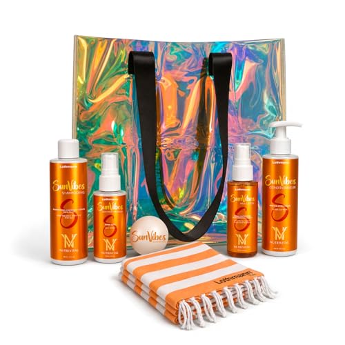 Lothmann Paris Coffret Routine Solaire SunVibes Protection cheveux soleil & plage, Shampooing Cheveux et Corps, Spray Salé, Spray Protecteur, Masque Après...