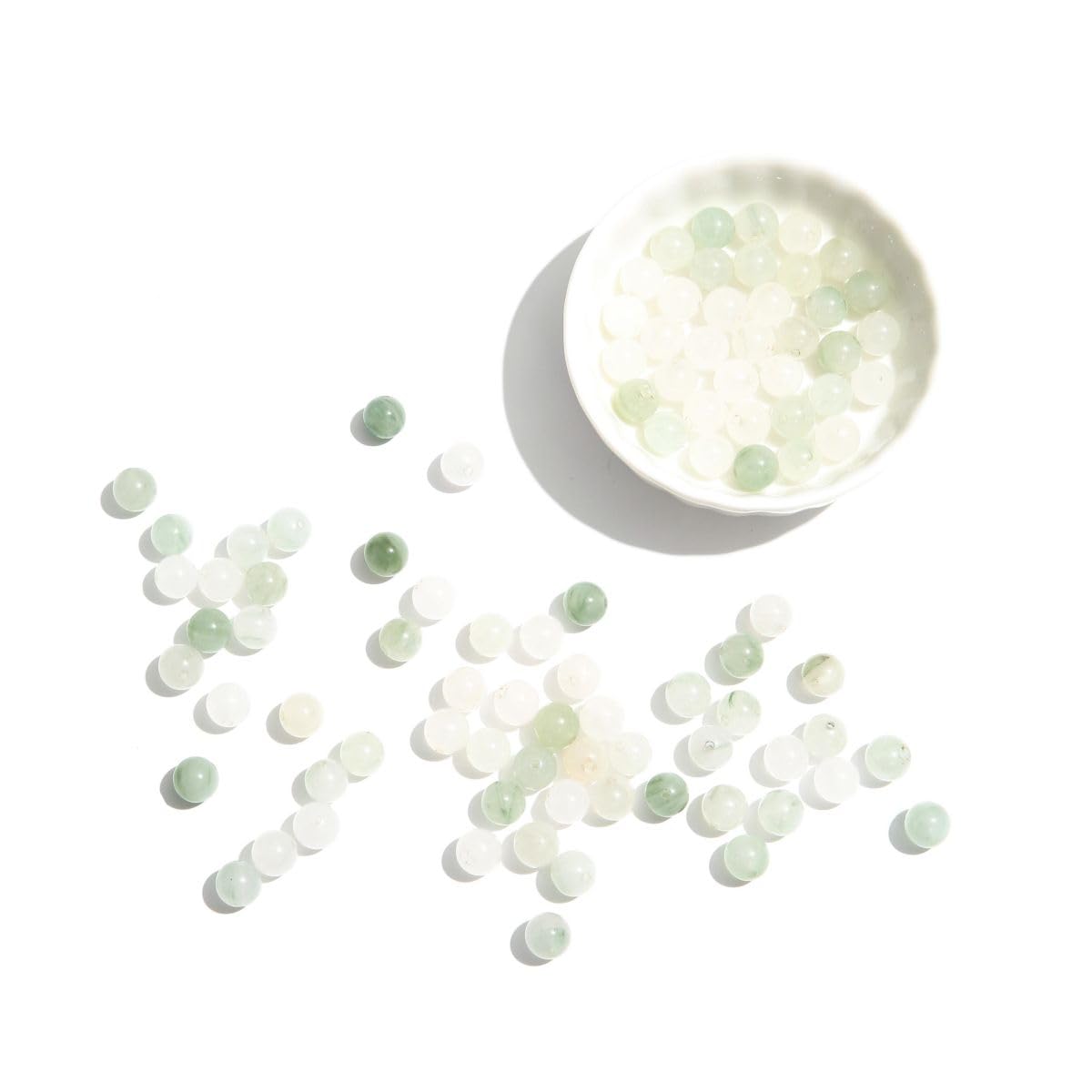 8mm 100pcs White Jade Natural Stone Beads Gemstone Round Spacer Loose Beads for Jewelry Making DIY Bracelet Semi Precious Beads