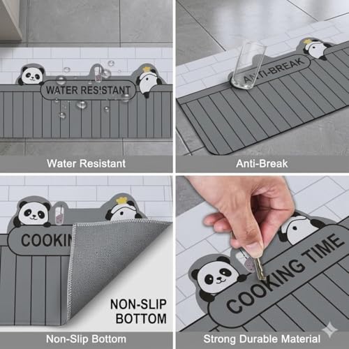 Image of Kitchen Anti Slip Mat for Floor, Waterproof Washable Kitchen Mats, Non Slip Kitchen Floor Mats for Home, Soft Mats for Kitchen, Kitchen Mats for Floor Anti Slip (Rabbit Cooking TIME MAT)