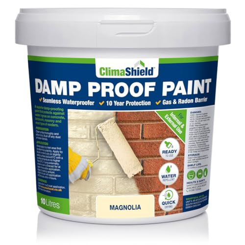SmartSeal Damp Proof Paint - Interior & Exterior Walls, Ceilings & Floors – Prevents Water Ingress & Penetrating Damp (Magnolia, 10 Litres)