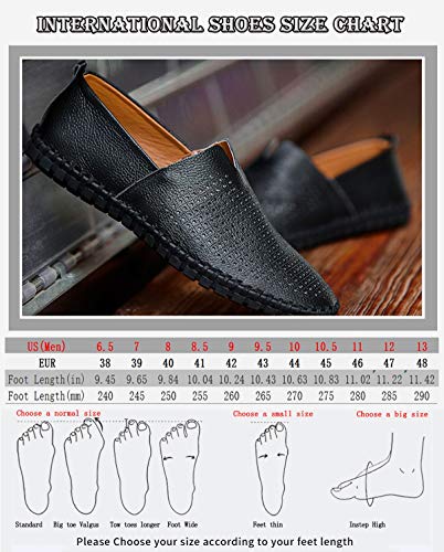 Image of Men's Genuine Leather Loafer Shoes Slip On Soft Walking Shoes Perforated Driving Shoes