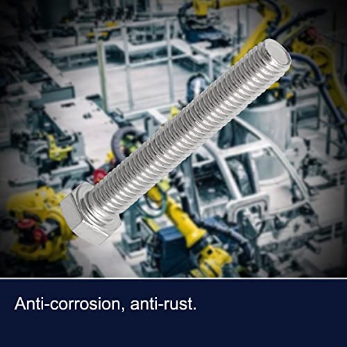 Image of M5 x 45mm Hex Head Bolts Screws Grade 5.8 Stainless Steel, Fasteners Fully Machine Threaded SUS304 10 Pcs