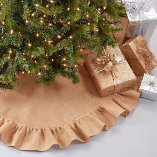 Fennco Styles Holiday Décor Ruffled Jute Christmas Tree Skirt 53