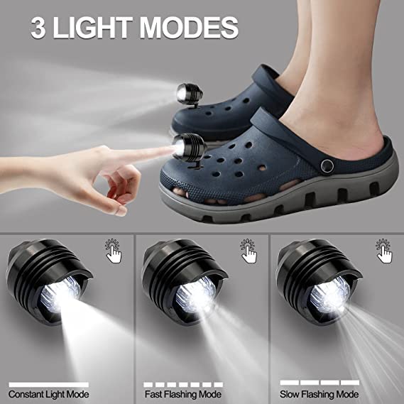 Phares Pour Croc, 2pcs Crocodile Lumière LED, Imperméables Lumières De 3 Modes De Lumière Ajustables Pour Camping, Cadeaux D'anniversaire De Vacances Pour Adultes Gamin