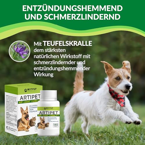 Gelenktabletten Hund - 180 hochkonzentrierte Tabletten mit MSM, Teufelskralle, Chondroitin und Glucosamin. Entzündungshemmend für Hunde, ideal zur Bekämpfung von Arthritis und Arthrose.