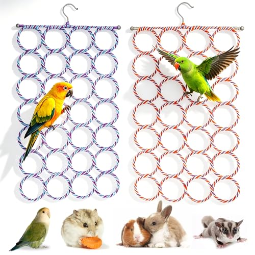 Image of 2 Pack Swing Hanging Toys,Bird Climbing Rope Net Ladders Small Medium Pet Activity Toy Suitable for Parakeet,Cockatiel,Cockatoo,Hamster,Rat,Ferret(Random Color)
