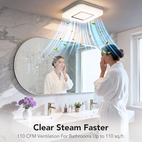 Image of OREiN 2-in-1 Bathroom Exhaust Fan with Light, 110 CFM Quiet Bathroom Vent Fan, 1500LM Ultra-Bright LED, 3CCT & Night Light, Room-Side Installation, ETL /FCC Listed, Fits 8.11 inch x 7.48 inch Ceiling Opening