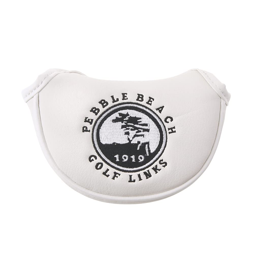 GOOACTION Golf Club Small Mallet Putter Cover Pebble Beach Stars and Stripes USA American Flag Pattern Design Magnetic Synthetic Leather White Golf Club Mid Putters Headcover