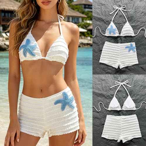 Traje de baño de cintura alta con pantalón cómodo y top de 2 piezas con estrellas 2