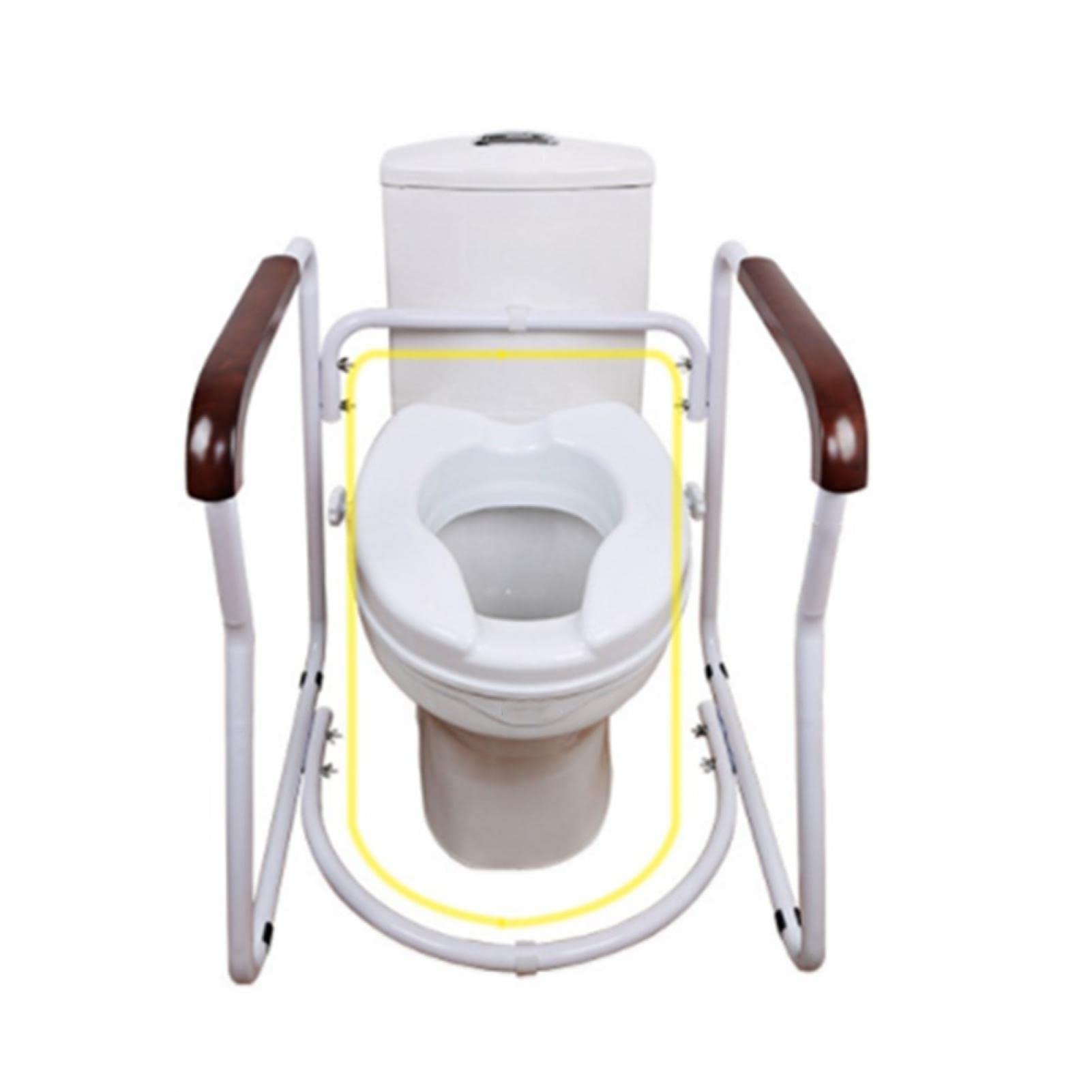 Braccioli per WC, Supporto per WC con braccioli per disabili e anziani, Maniglione di sicurezza bagno Seduta ergonomica, Piedini antiscivolo, 67 * 62 * 38cm