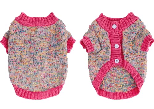 AttRex 犬用コスチューム 犬用セーター 秋冬 ペット服 犬服 防寒 暖かい 可愛い ドッグウェア ニット系 パーカー 小中型犬 コート 洋服 (L,ピンク)